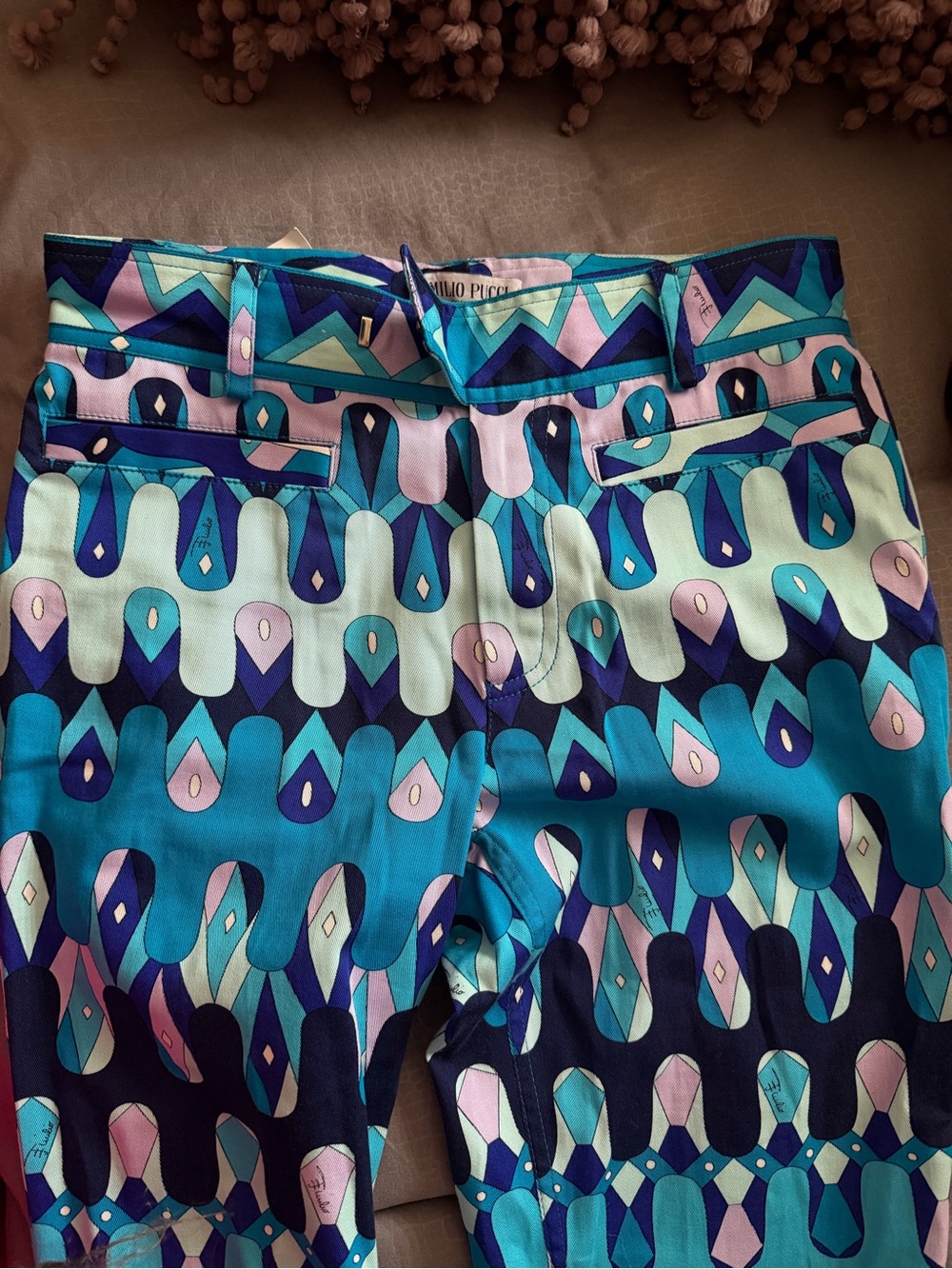 Emilio Pucci Blue and Purple Patterned Pants